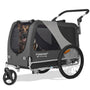 DOGGYHUT Premium XL 2-in-1 Hundefahrradanhänger & Jogger, grau, für Hunde bis 45 kg