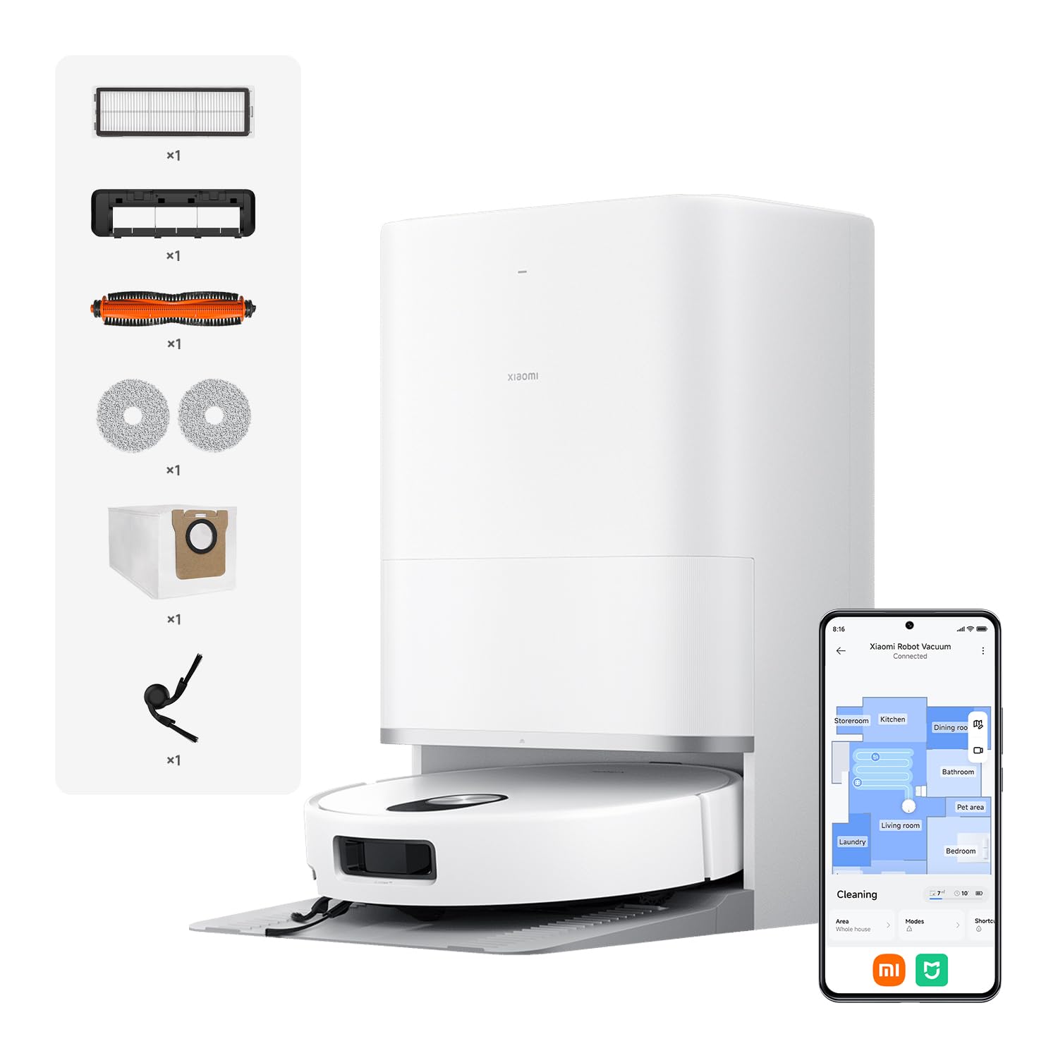 Xiaomi Robot Vacuum 5 Saugroboter mit Wischfunktion, 20.000 Pa