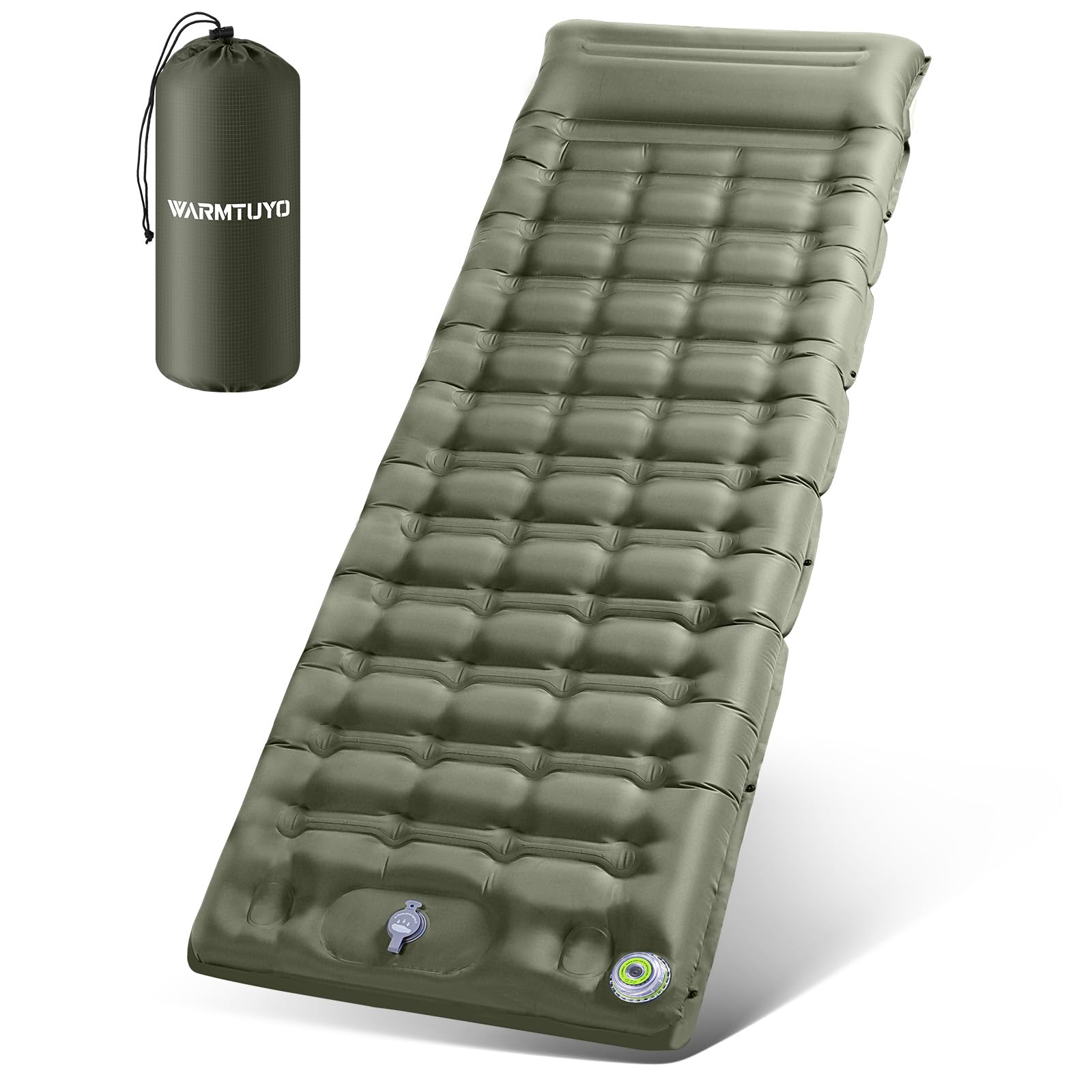 WARMTUYO Isomatte Camping mit elektrischer Pumpe, 12 cm, ultraleicht – aufblasbar, mit integriertem Kissen