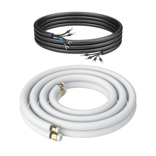 Kältebringer 9m Kältemittelleitung 1/4"+3/8" Isoliert Split-Klima Set. Schwarze Doppelleitung für den Kältemitteltransport.