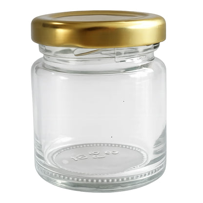 Vitrea Mini-Marmeladengläser 50 ml mit Schraubdeckel Gold, 100 Stück