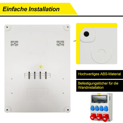Herrselsam Baustrom Wandverteiler 32A/2x16A 4x230V LS/FI 5-polig