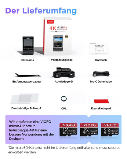 VIOFO A229 Pro Dashcam - 1-Kanal 4K STARVIS 2 HDR