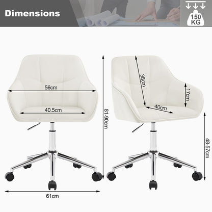 WOLTU Homeoffice Drehstuhl BS145cm - Samt Cremeweiss