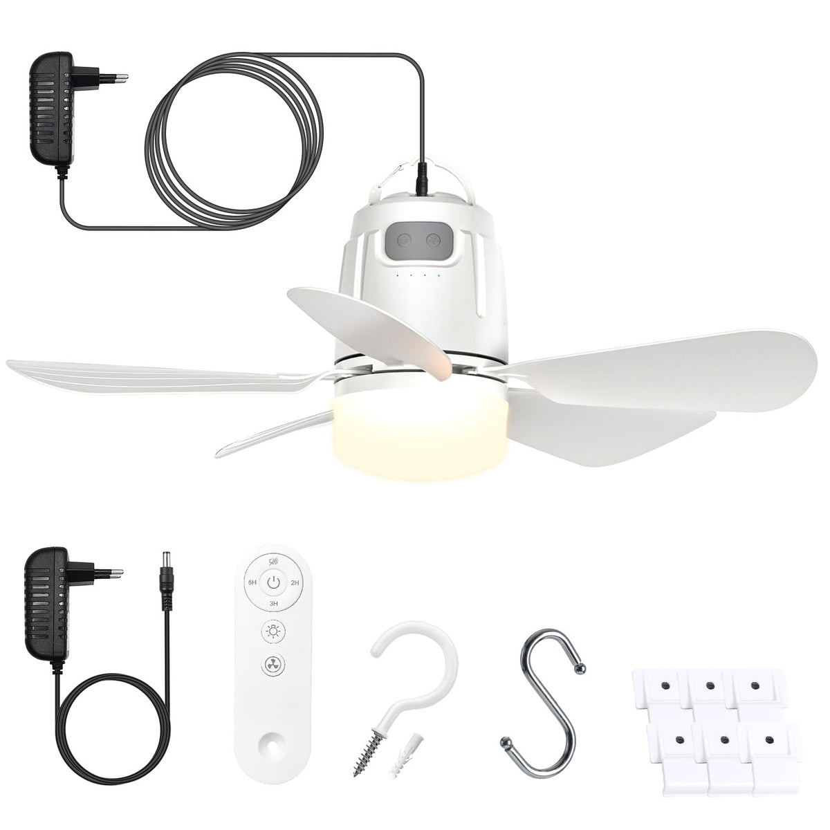 Gliztech Deckenventilator mit Beleuchtung 50 cm, Fernbedienung, LED, Lüfterleuchte für innen und aussen