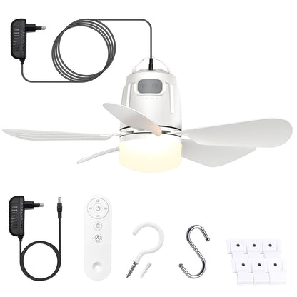 Gliztech Deckenventilator mit Beleuchtung 50 cm, Fernbedienung, LED, Lüfterleuchte für innen und aussen