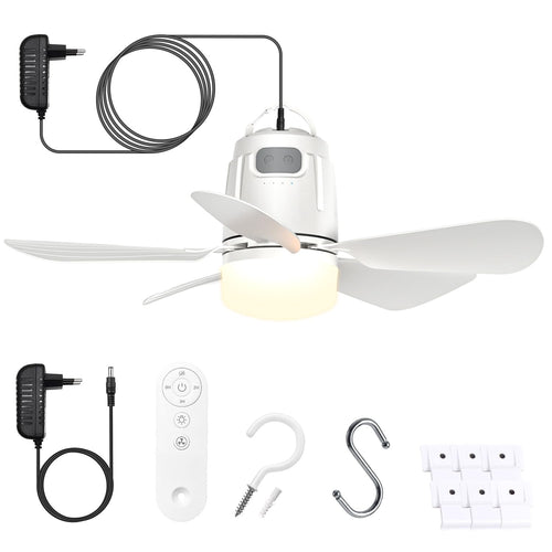 Gliztech Deckenventilator mit Beleuchtung 50 cm, Fernbedienung, LED, Lüfterleuchte für innen und aussen