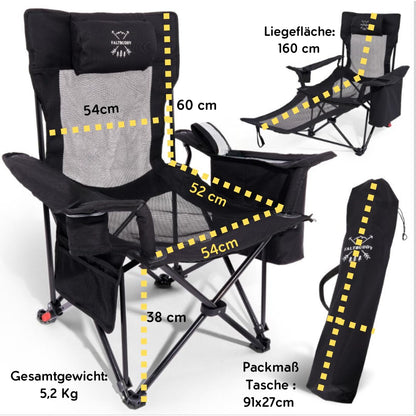 Faltbuddy Campingstuhl 2in1 faltbar mit Liegefunktion, bis 180 kg