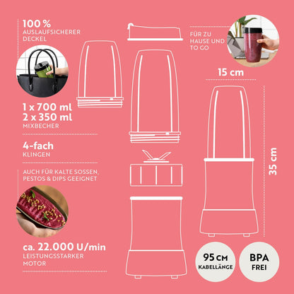 GOURMETmaxx Nutrition Mixer Blender - 11-tlg. Zubehör