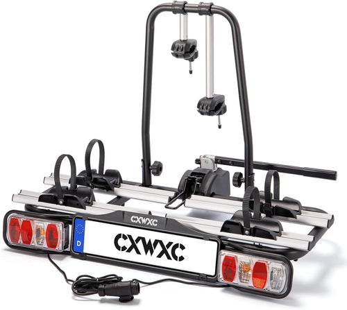 CXWXC Fahrradträger für Anhängerkupplung, 2 Fahrräder, 60 kg – mit Rücklicht und Kennzeichenhalter