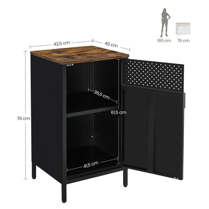 SONGMICS Metallschrank LSC101B01 mit Doppeltür, vintagebraun-schwarz