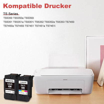ANKINK Tintenpatronen kompatibel zu Canon PG-560XL CL-561XL, 2er-Pack