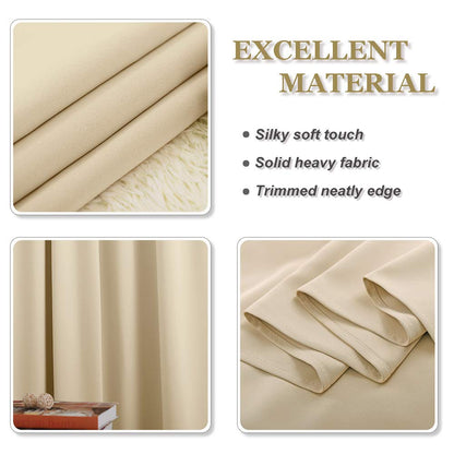 PONY DANCE Thermovorhang Kräuselband 2er Set Beige 245 x 140 cm