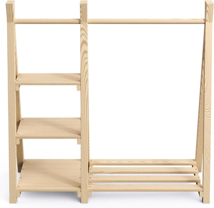 Bellabino Ryck Kleiderstange Kinder - Massivholz Natur 4 Ablagen