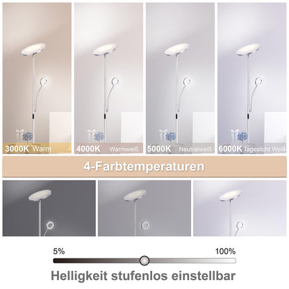 Modlicht LED Stehlampe Dimmbar Deckenfluter Leselampe Silber