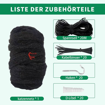 Tatamiyya Katzennetz für Balkon 6x3 m, drahtverstärkt, schwarz