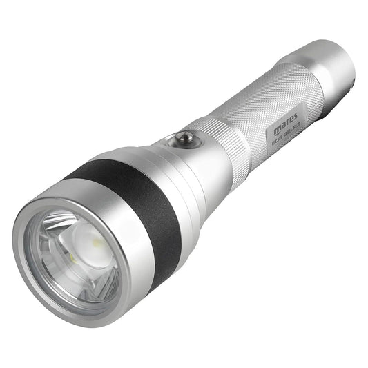 Mares EOS 32LRZ Tauchlampe. Zylindrische, schwarze LED-Lampe für 3200 Lumen Unterwasserbeleuchtung beim Tauchen.
