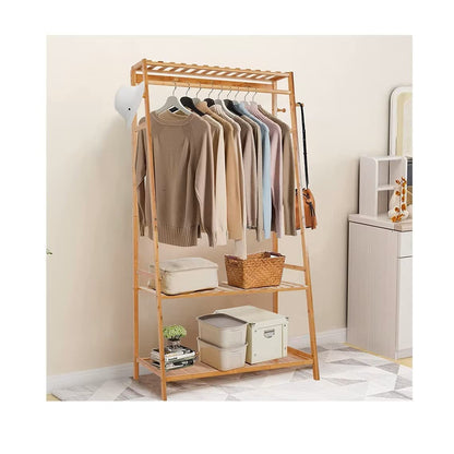 Unho Garderobenständer Bambus mit Ablagen & Stange – 80x165 cm