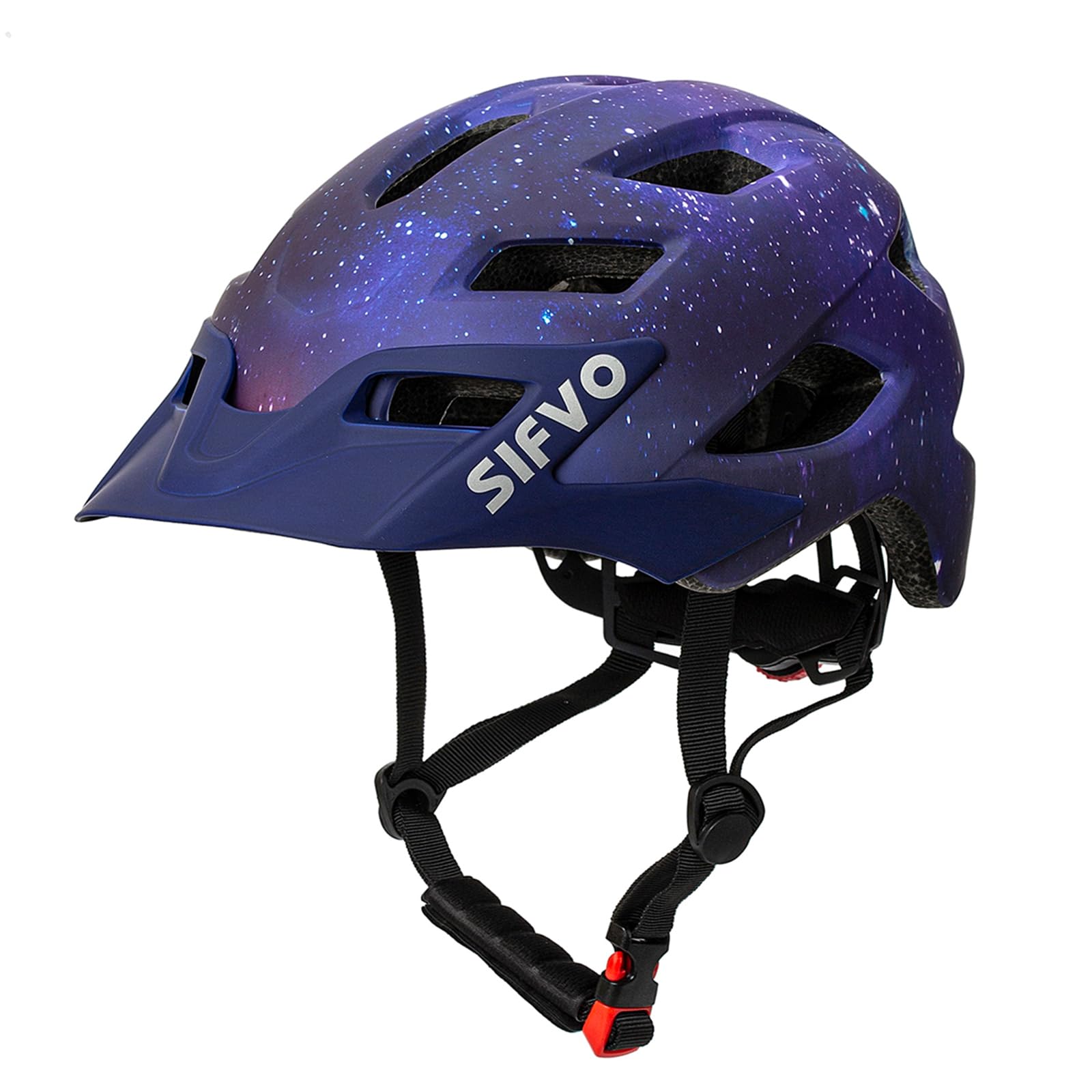 SIFVO Kinderfahrradhelm mit abnehmbarem Visier 50-57 cm, 15 Lüftungsöffnungen und verstellbarer Kinnriemen