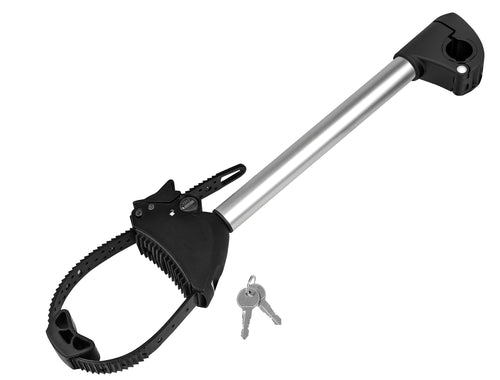 EUFAB Rahmenhalter lang für Fahrradträger, Ø 25+30 mm, schwarz/silber – Halter mit teilbarer Schelle