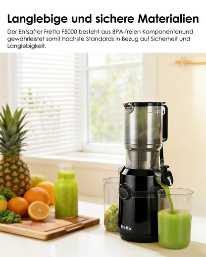 Fretta F5000 Slow Juicer Entsafter mit 108 mm Einfüllöffnung, 200 W