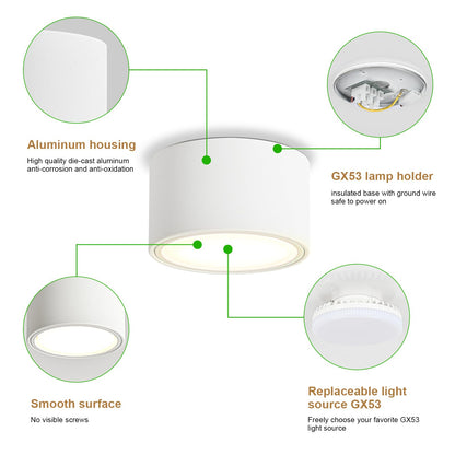 KYOTECH LED Aufbauspot Deckenspot - Weiss Matt 3000K 6W (4er Set)