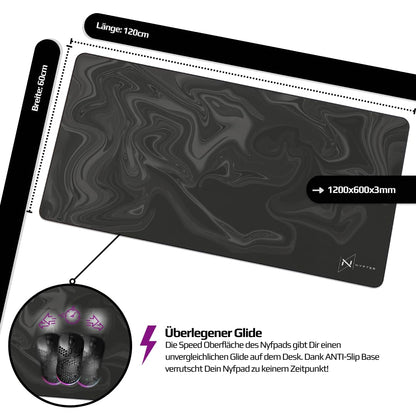 NYFTER Nyfpad XXXL Gaming Mauspad – 1200x600mm