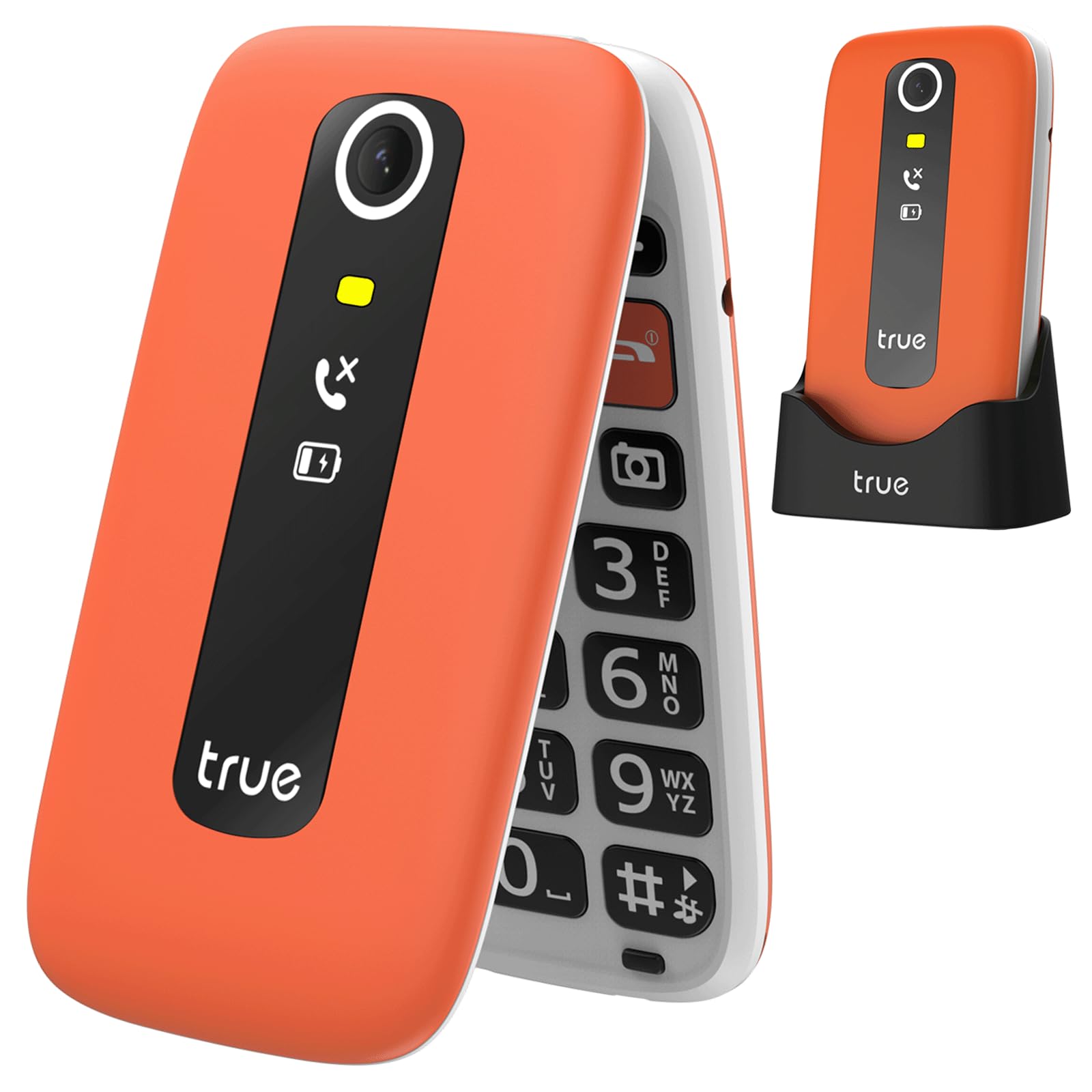 TRUE S70 Seniorenhandy, Klapphandy mit Sturzerkennung und SOS-Taste in Orange mit grossen Tasten