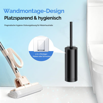 HAMITOR Klobürste Set Edelstahl, WC-Bürste mit Halter, 2 Stück Schwarz
