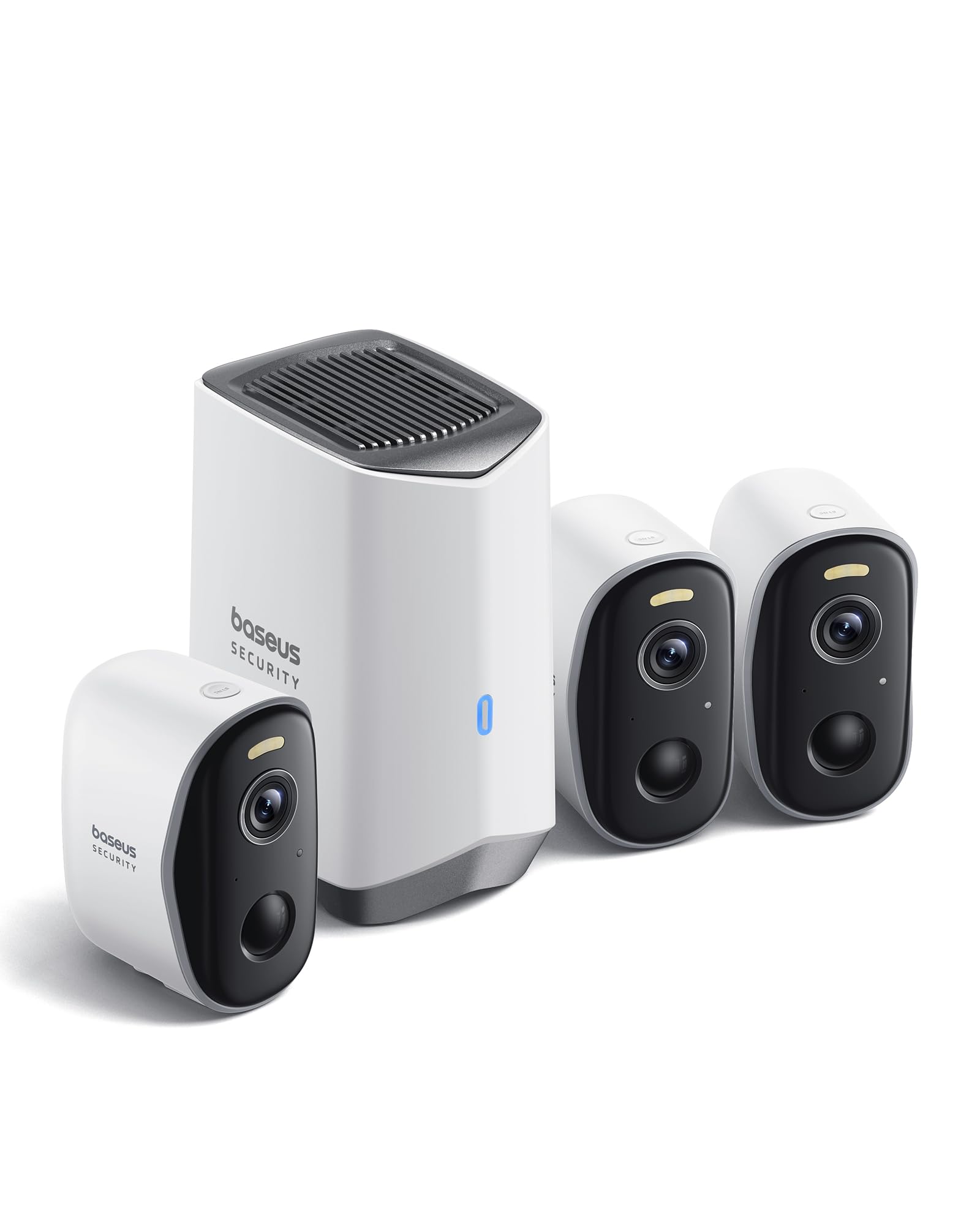Baseus Security N1 Überwachungskamera Aussen Kabellos 3-Cam Kit 2K, drei wetterfeste Aussenkameras mit HomeStation