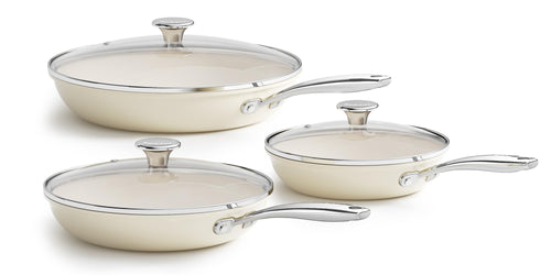 Redchef Pfannenset Keramik Induktion Antihaft 6-tlg. - Beige. Beige Antihaft-Pfannen aus Keramik. Zum Braten & Garen auf Induktionsherden.