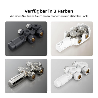 Heilmetz Multiblock Set Heizkörperanschluss 50mm Thermostat Chrom Eck/Durchgang 2er-Set