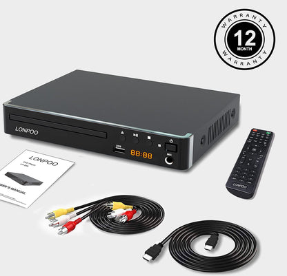 LONPOO LP-099 DVD-Player mit HDMI, 1080p Upscaling & USB, Region Free