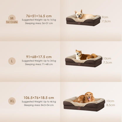 EHEYCIGA Orthopädisches Memory Foam Hundebett - Braun, Mittelgross