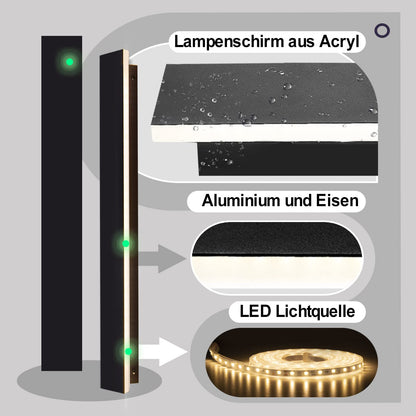 Lange Villa LED Wandleuchte – Aussen & Innen 60cm Schwarz Warmweiss