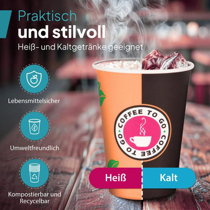 Commerline Einweg-Kaffeebecher To Go aus Pappe, 200 ml, 1000 Stück