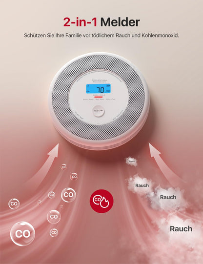 X-Sense XP0A-iR Rauch- und CO-Melder mit Sprachalarm, 2er-Set