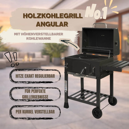 ACTIVA Angular Guss Holzkohlegrill mit Gusseisenrost und Abdeckhaube