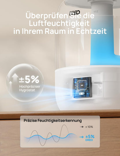DREO Luftbefeuchter Ultraschall, kühler Nebel, 3 L Tank, Top-Fill
