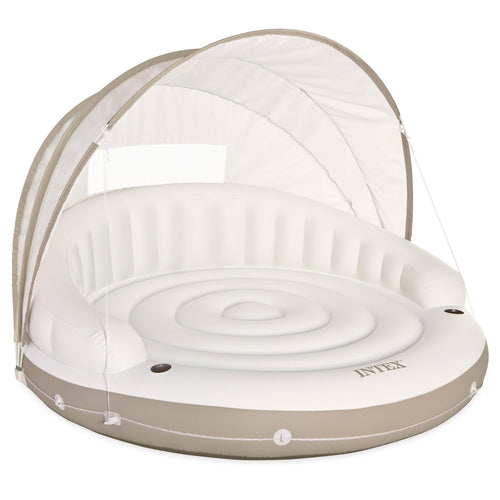 Intex Canopy Island aufblasbare Liegeinsel mit Sonnendach, Getränkehalter und Rückenlehne