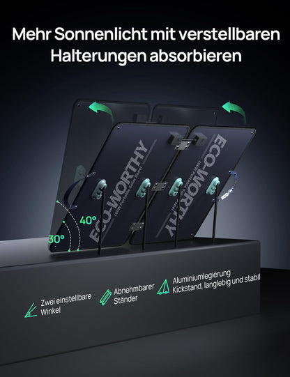 ECO-WORTHY 100W Solarpanel Faltbar Monokristallin für Powerstation
