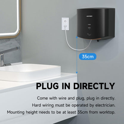 anydry 2630S Automatischer Händetrockner Wandmontage - Schwarz