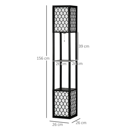 HOMCOM Stehlampe mit Regal und Doppellicht – Schwarz