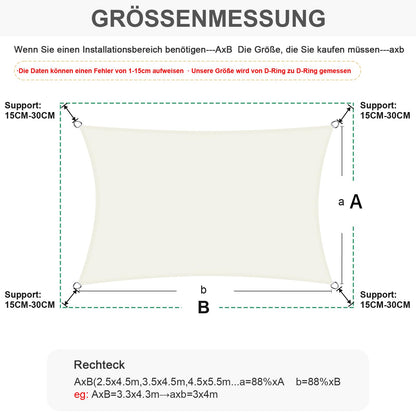 HENG FENG Sonnensegel 4x5 m rechteckig wasserdicht beige
