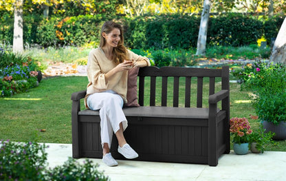 Keter Sitzbank Eden Gartenbank mit Stauraum 265 l, wetterfest, grau