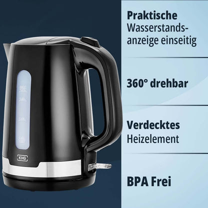 KHG Frühstücksset Wasserkocher Toaster Kaffeemaschine 3-teilig - Schwarz