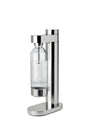 Stelton Brus Wassersprudler Edelstahl mit Flasche – CO2 Carbonator. Zylindrischer Edelstahl-Wassersprudler. Stellt Sprudelwasser her.
