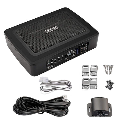 ISUDAR 9" aktiver Untersitz-Subwoofer – 600W, schlank, schwarz