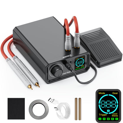 AWithZ UK1 Akku-Punktschweissgerät 9000W, 100 Stufen, Fusspedal und LED-Anzeige