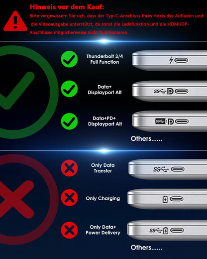 WAVLINK Laptop USB C Dock – Dreifach Display, 125W PD